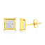 Pendientes de diamantes en corte princesa de oro amarillo de 14 quilates