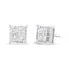 14K White Gold Princess-Cut Diamond Quad Stud Earrings