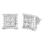 Boucles d'oreilles puces en diamant quad invisiblement serties en or blanc 14K 2.00 Cttw