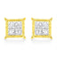 Pendientes de diamantes en corte princesa de oro amarillo de 14 quilates
