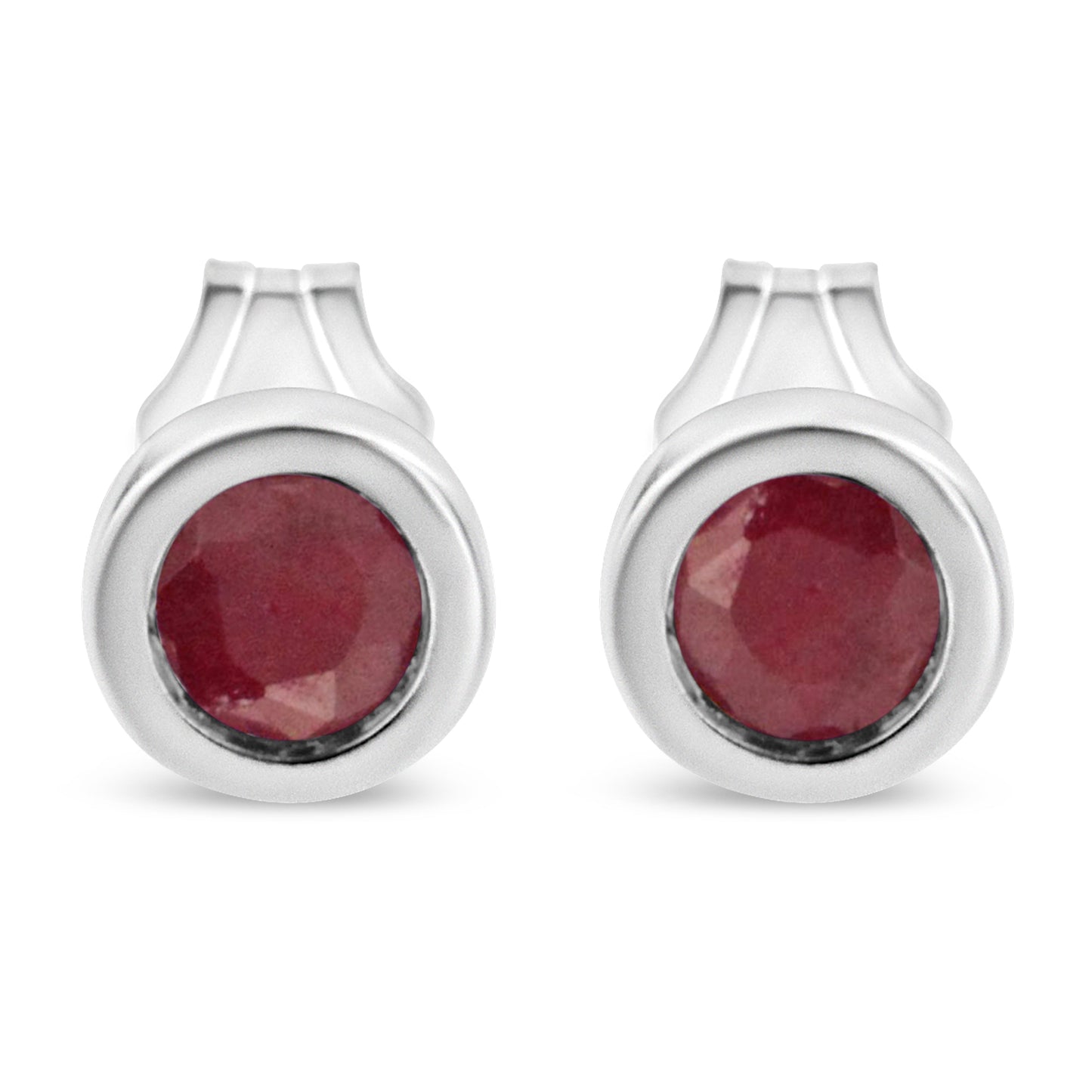 Pendientes de Stud de Rubí Rojo Creado de 3.5mm en Plata Esterlina .925