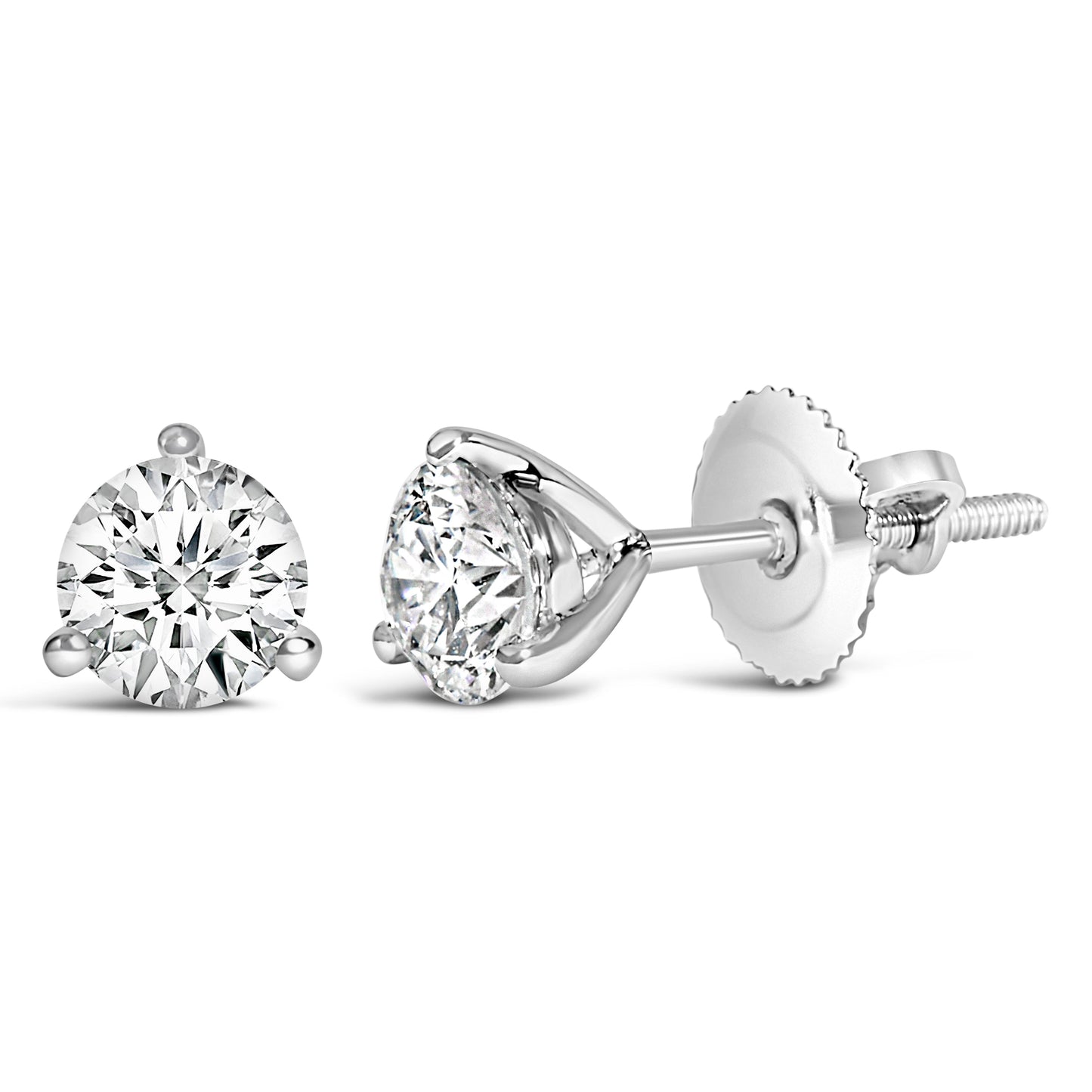 Boucles d'oreilles à clou en diamant cultivé en laboratoire de 2,0 carats en or blanc 14K