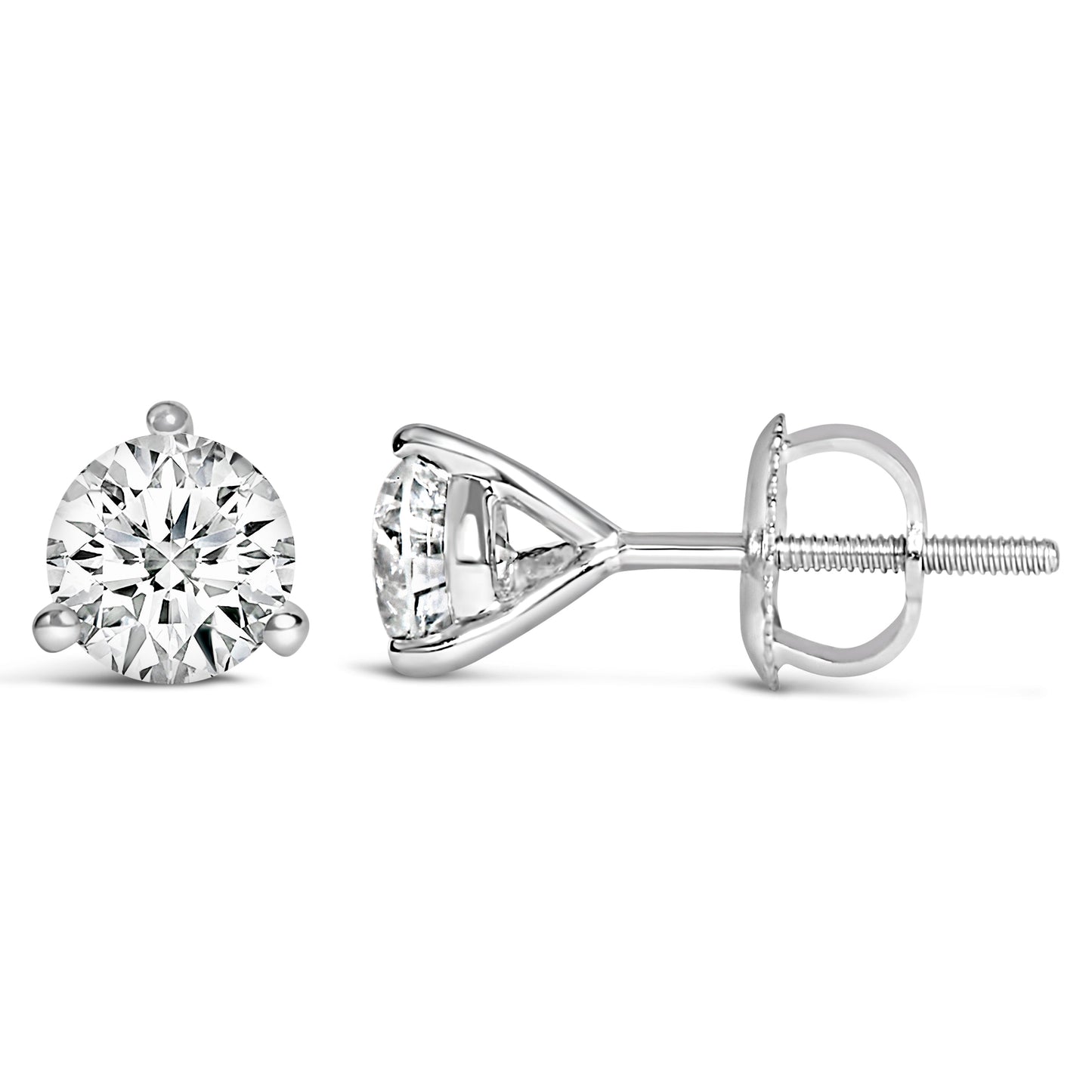 Boucles d'oreilles à clou en diamant cultivé en laboratoire de 2,0 carats en or blanc 14K