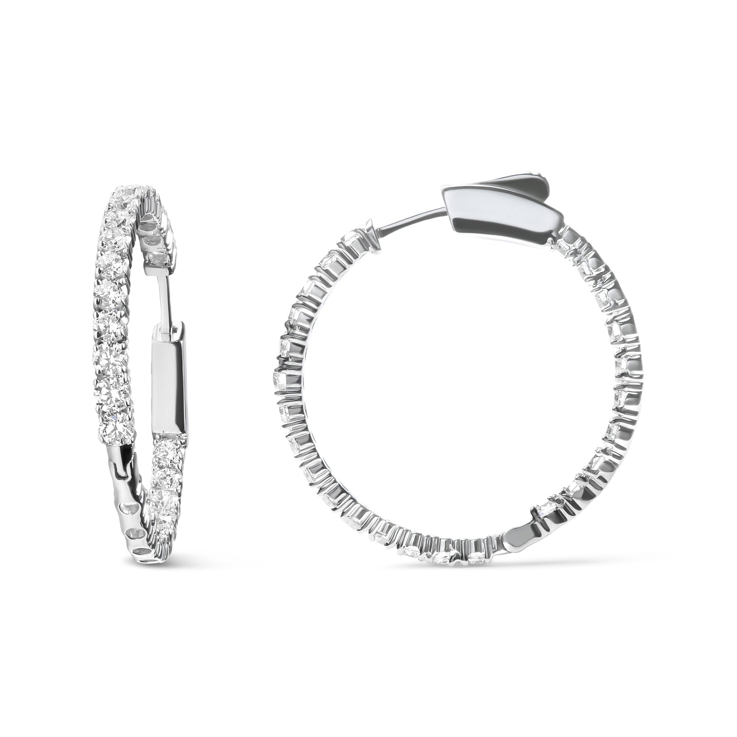 Boucles d'oreilles créoles en diamant cultivé en laboratoire de 1,0 carat en or blanc 14K