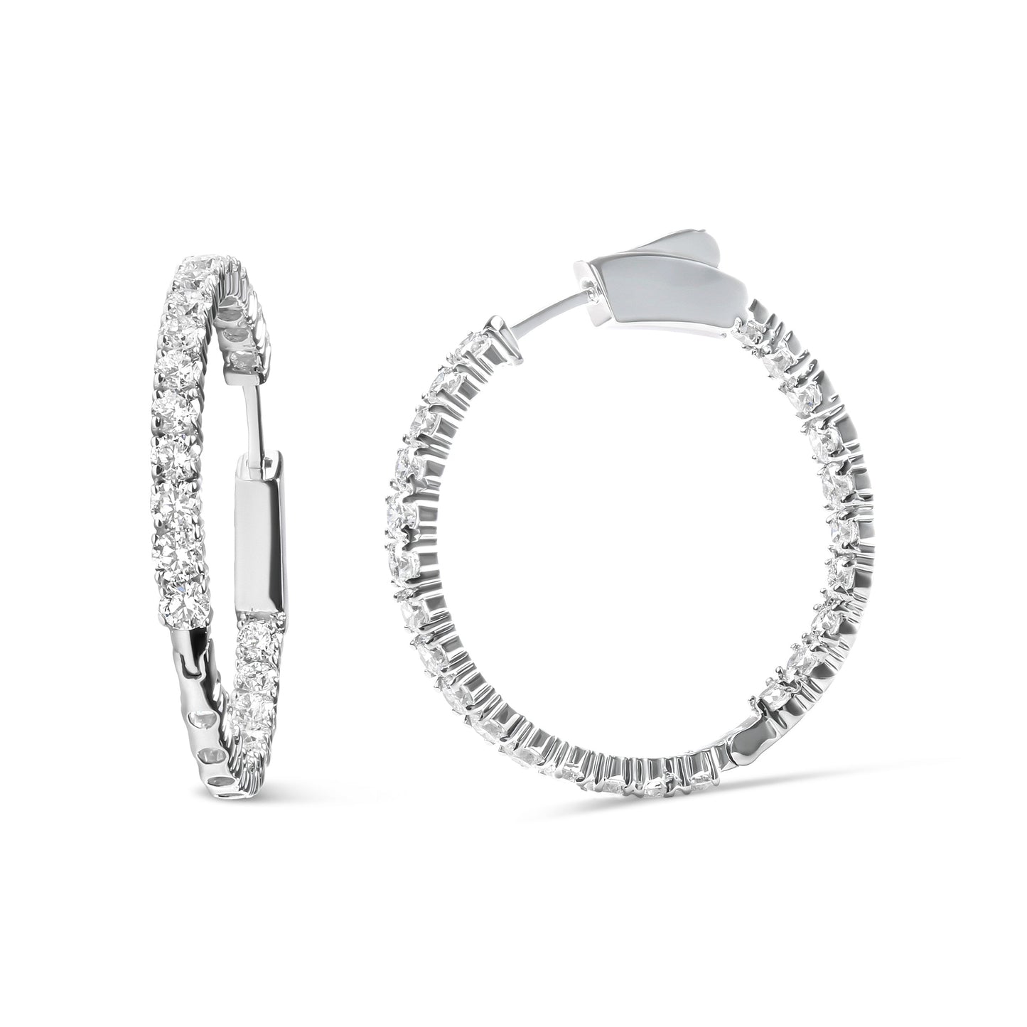 Boucles d'oreilles créoles en diamant cultivé en laboratoire de 1,0 carat en or blanc 14K