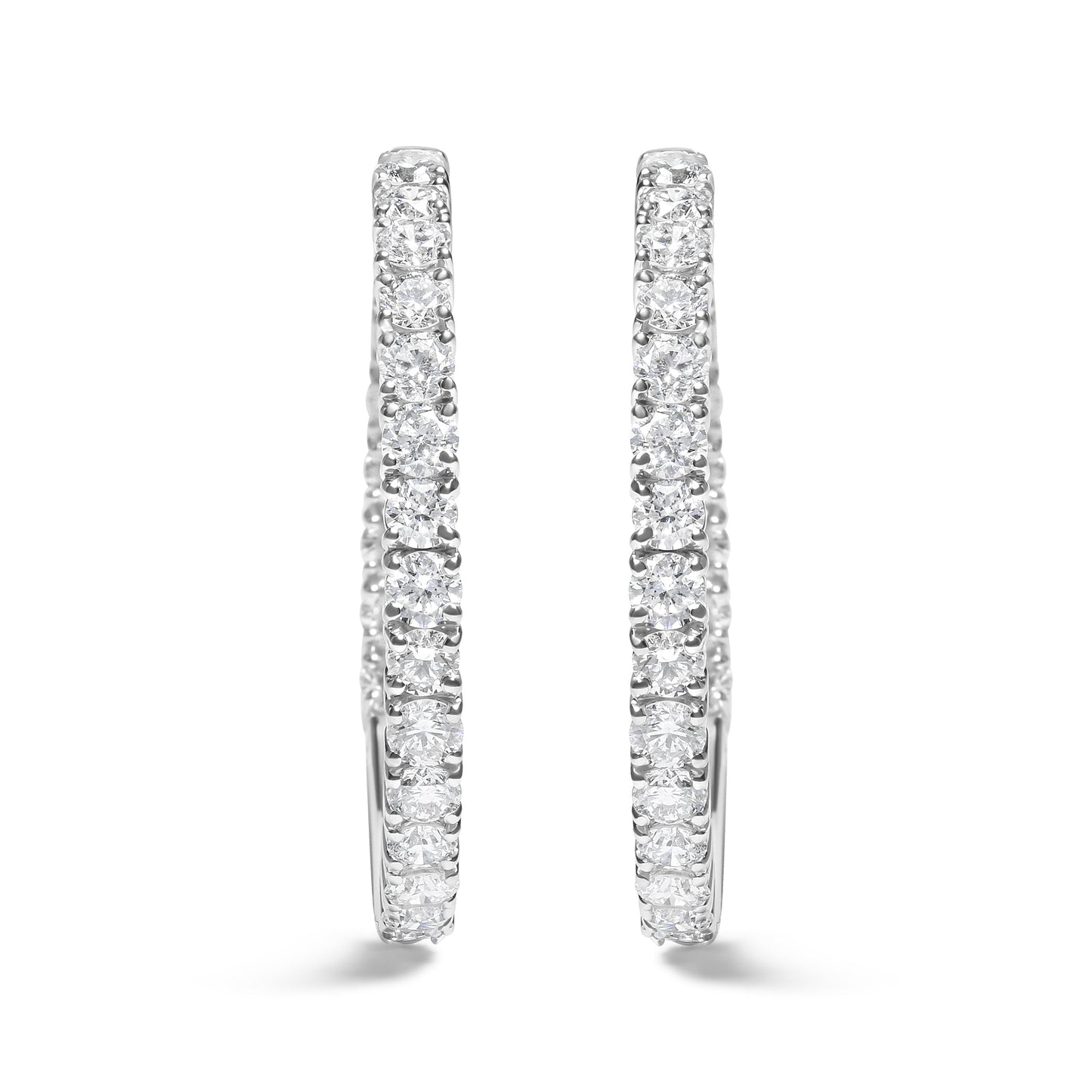 Pendientes de aro de diamantes cultivados en laboratorio de oro blanco de 14 quilates