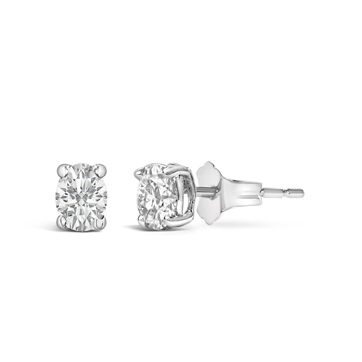 14K White Gold Oval Lab-Grown Diamond Stud Earrings