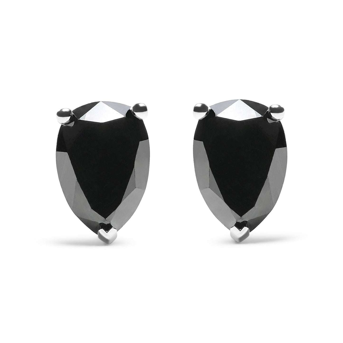 Boucles d'oreilles en diamant noir taillé en poire en or blanc 14K