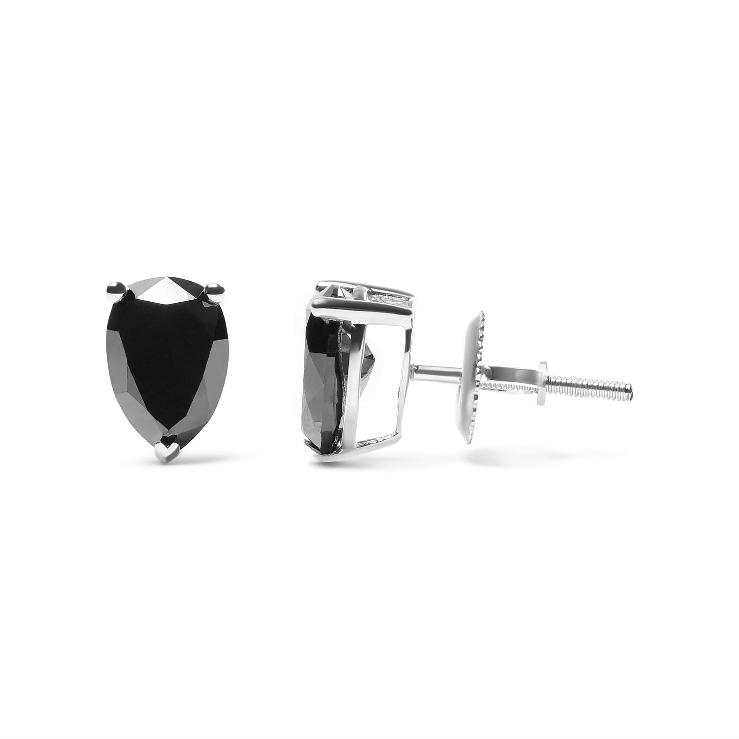 Boucles d'oreilles en diamant noir taillé en poire en or blanc 14K