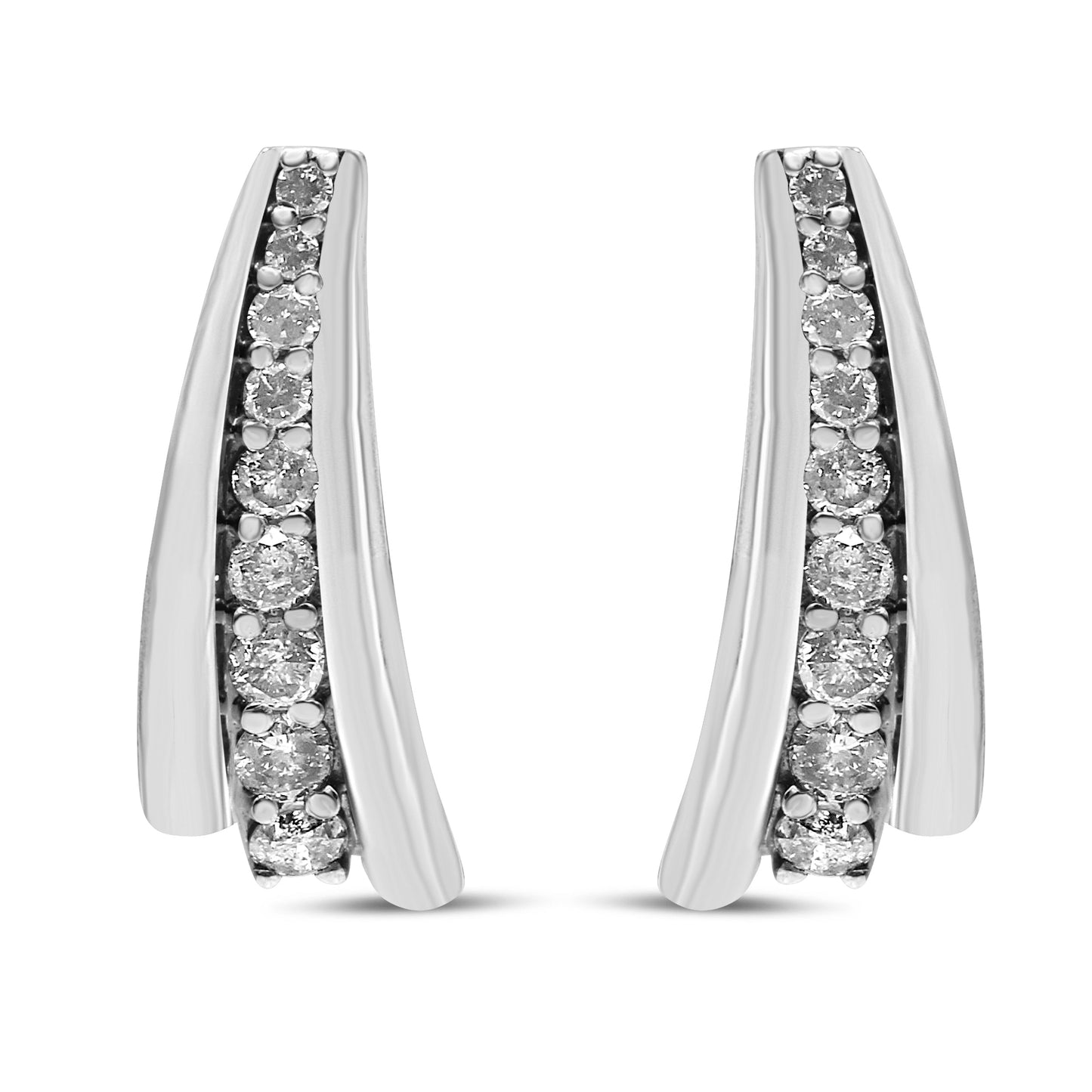 Pendientes Huggie Graduados de Diamante en Plata Esterlina .925