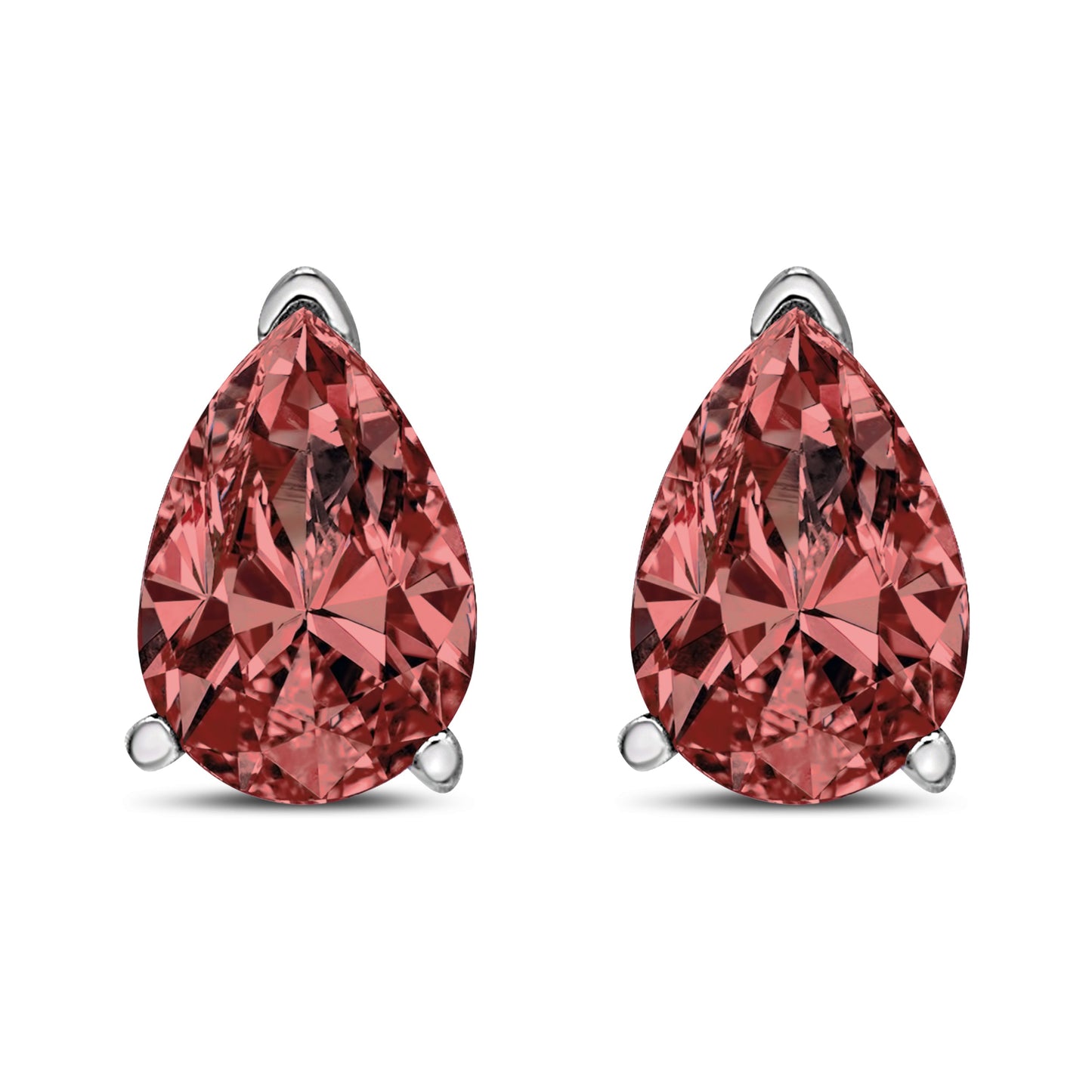 Boucles d'oreilles en diamant rose en forme de poire lab grown en or blanc 14K