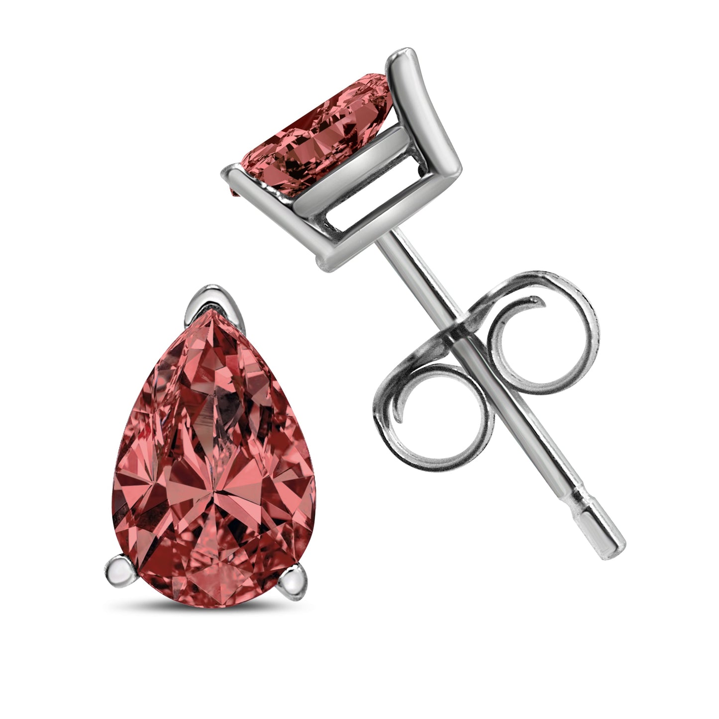 Boucles d'oreilles en diamant rose en forme de poire lab grown en or blanc 14K