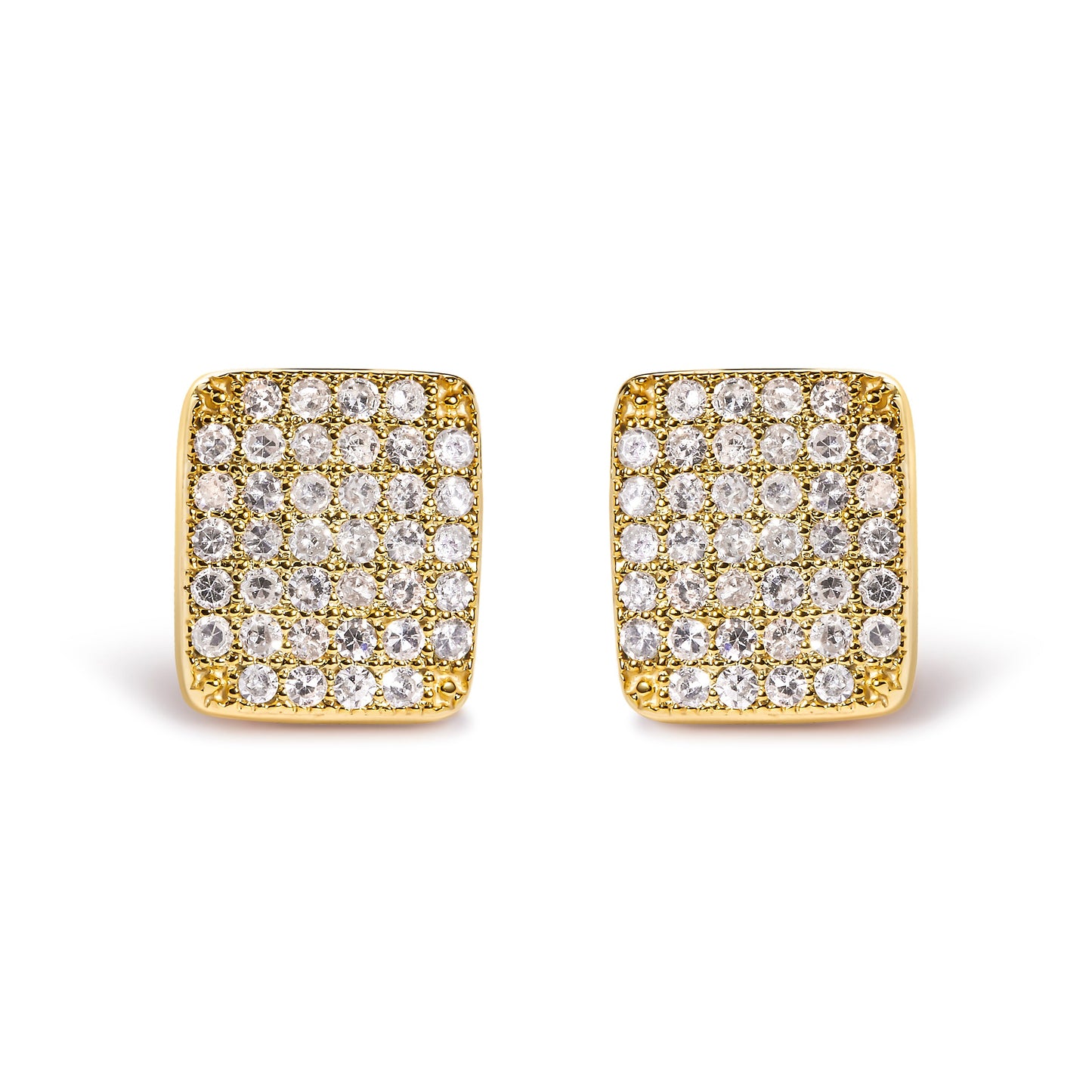 Pendientes de Aro Cuadrados con Diamantes en Oro Amarillo de 14K