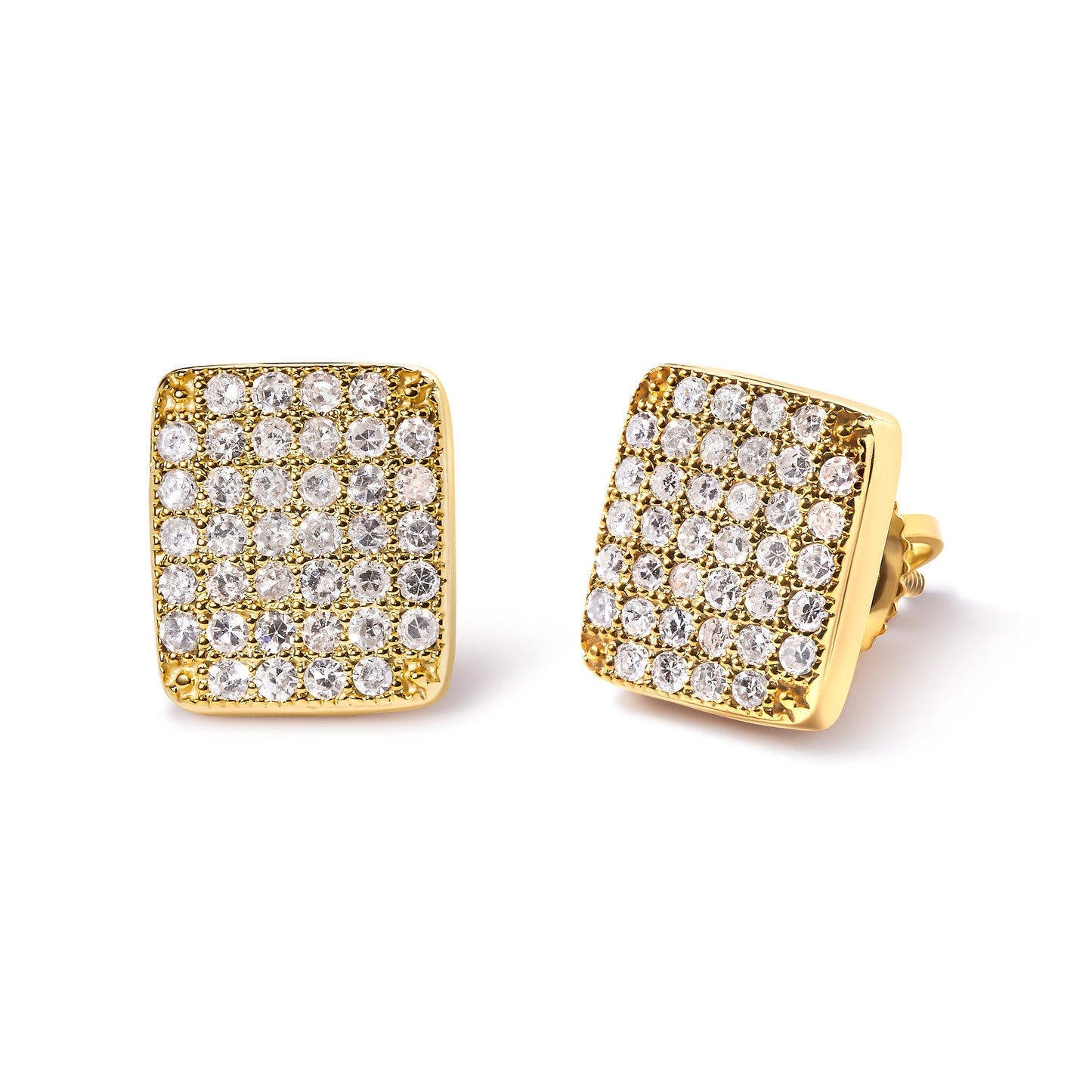 Pendientes de Aro Cuadrados con Diamantes en Oro Amarillo de 14K