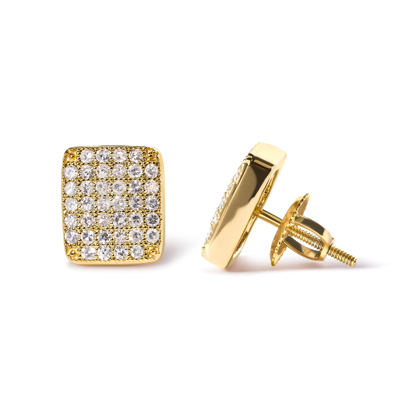 Pendientes de Aro Cuadrados con Diamantes en Oro Amarillo de 14K