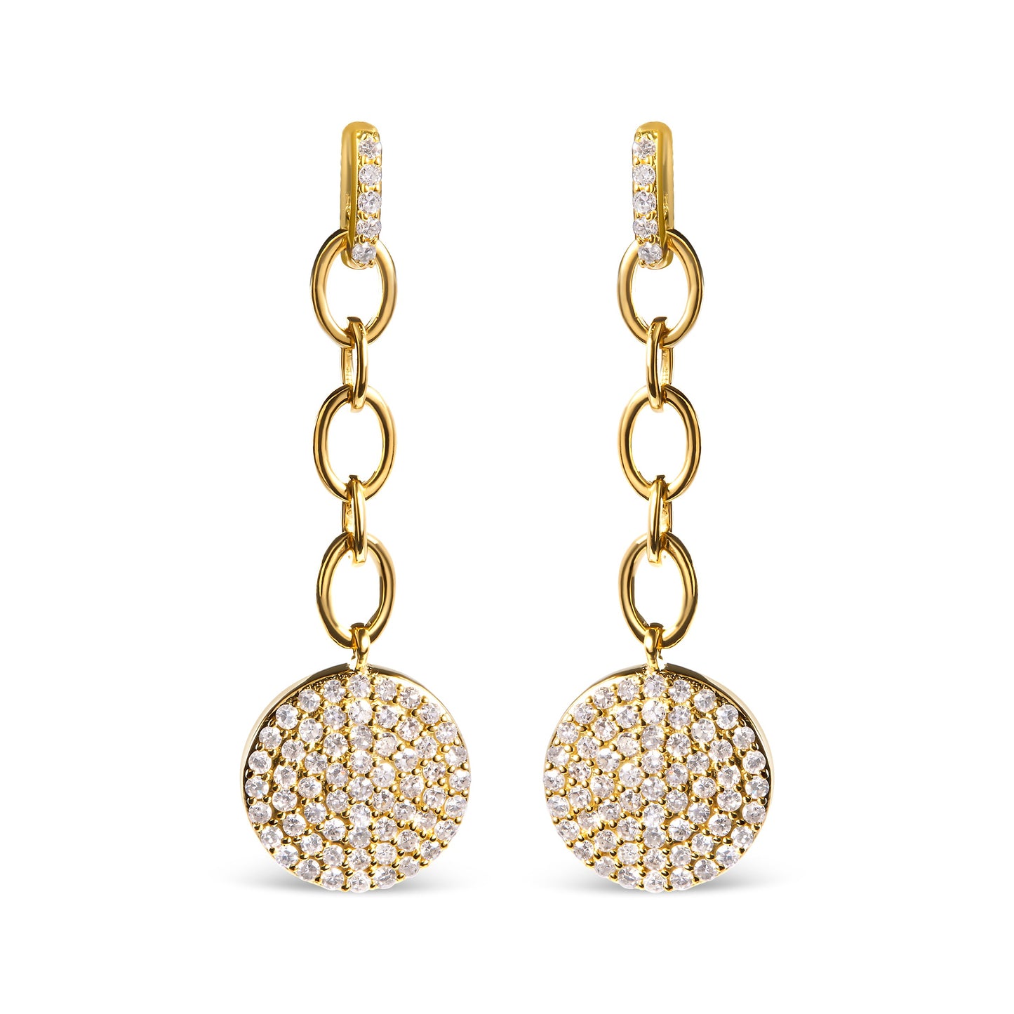 14K Yellow Gold Diamond Dangle Chain Earrings