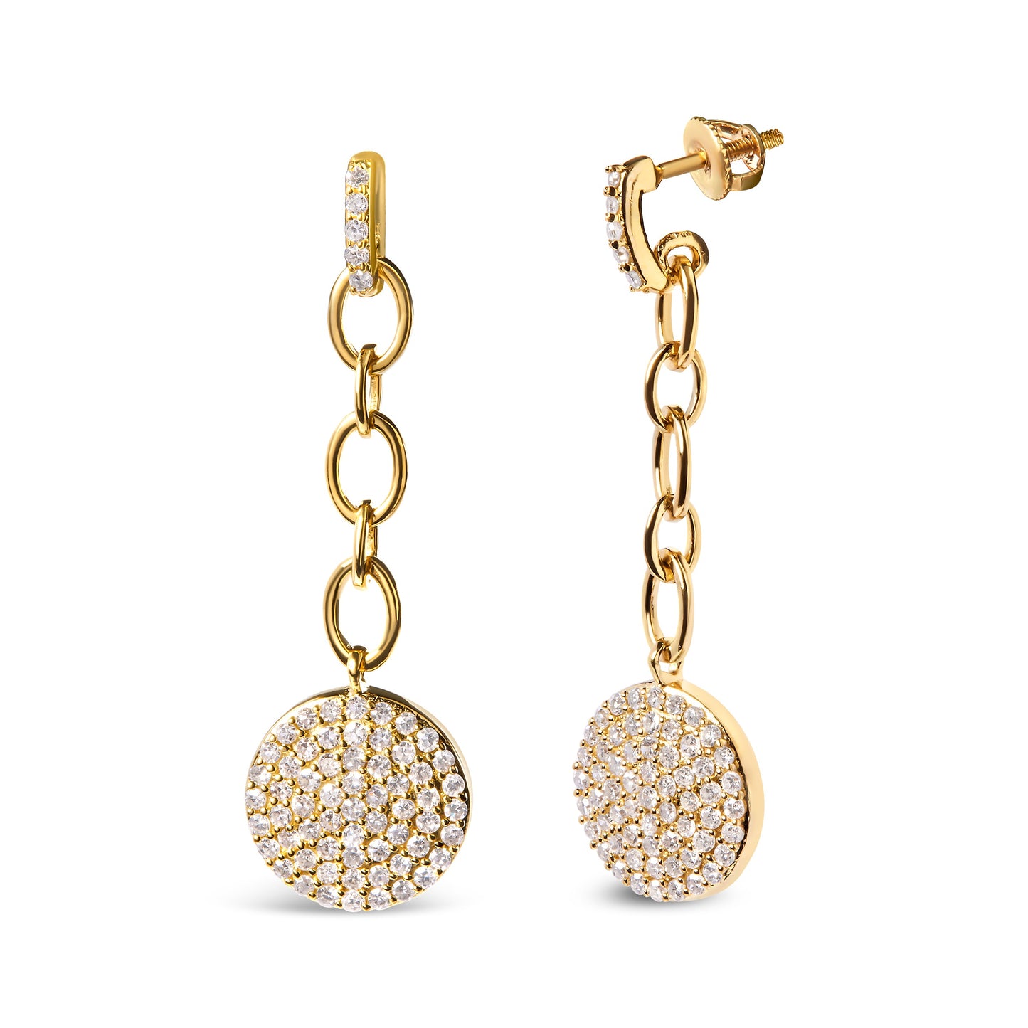 Pendientes Colgantes de Diamantes en Chapado de Oro Amarillo de 18K