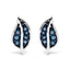 Pendientes de Stud de Hoja con Acento de Diamante Azul en Plata Esterlina .925