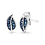 Pendientes de Stud de Hoja con Acento de Diamante Azul en Plata Esterlina .925