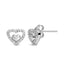 925 Sterling Silver Double Heart Diamond Stud Earrings