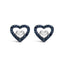 925 Sterling Silver Double Heart Diamond Stud Earrings