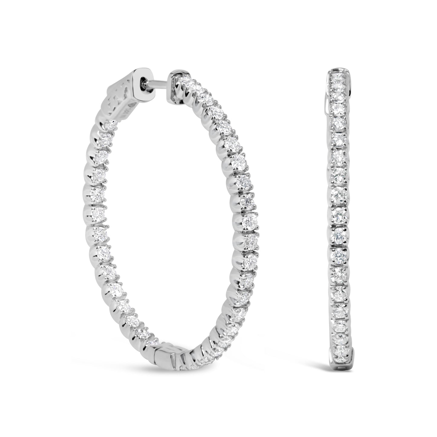 Pendientes de aro Inside Out de diamantes cultivados en laboratorio de oro blanco de 14 quilates