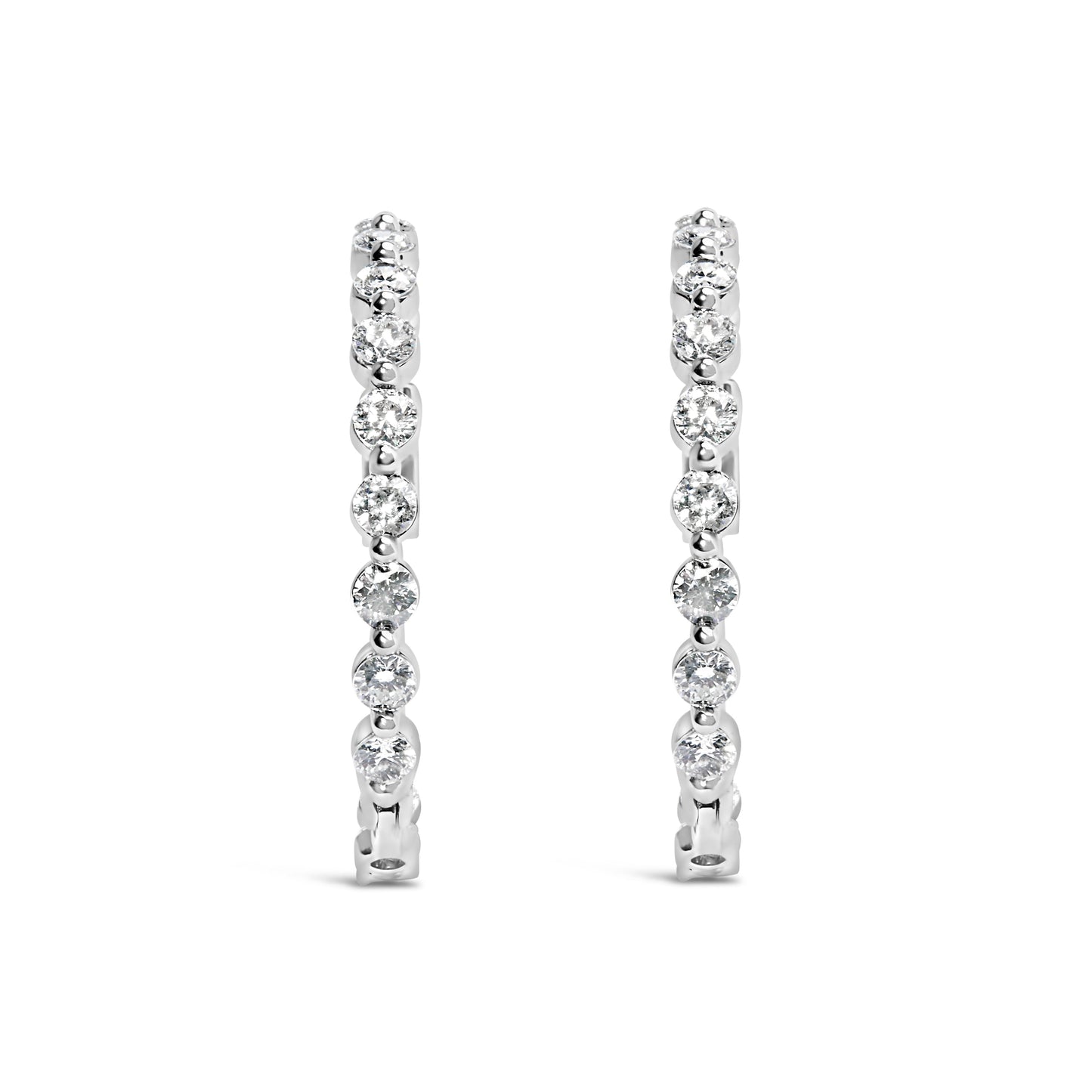 14K White Gold Lab Grown Diamond Inside-Out Hoop Earrings
