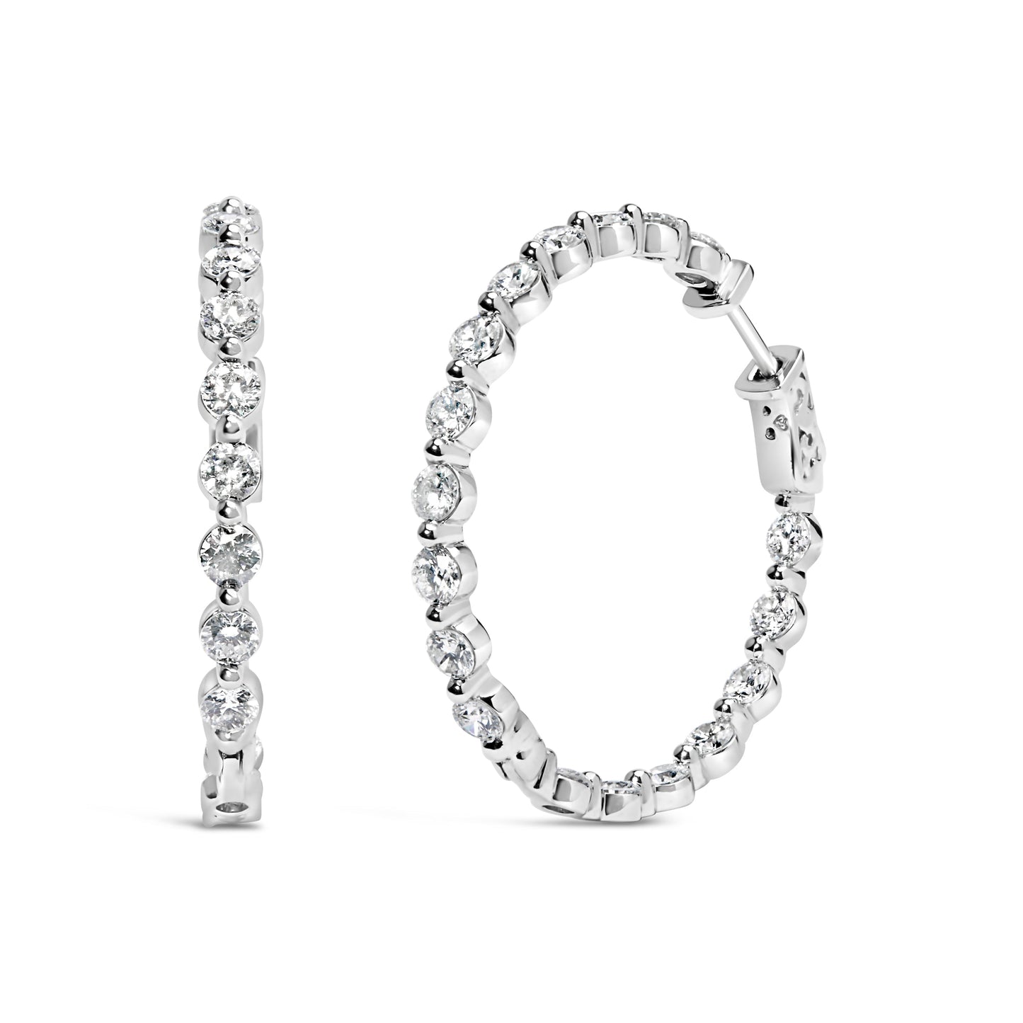 14K White Gold Lab Grown Diamond Inside-Out Hoop Earrings