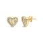 Boucles d'oreilles en diamant en forme de cœur plaquées or 14K