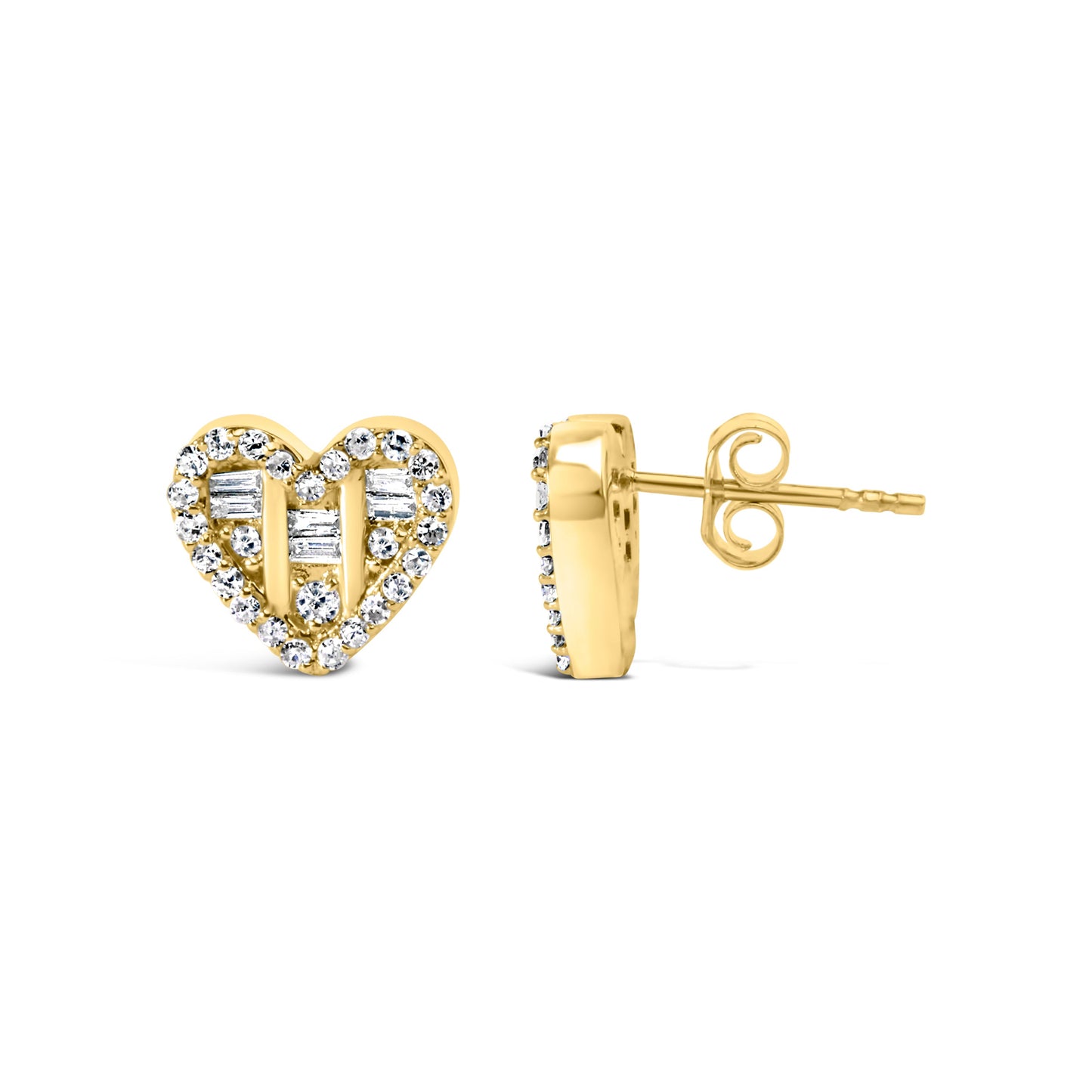 Boucles d'oreilles en diamant en forme de cœur plaquées or 14K
