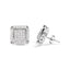 Pendientes de diamantes halo princesa de oro blanco de 10 quilates