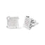 10K White Gold 1/2 Cttw Princess Diamond Square and Swirl Stud Earrings