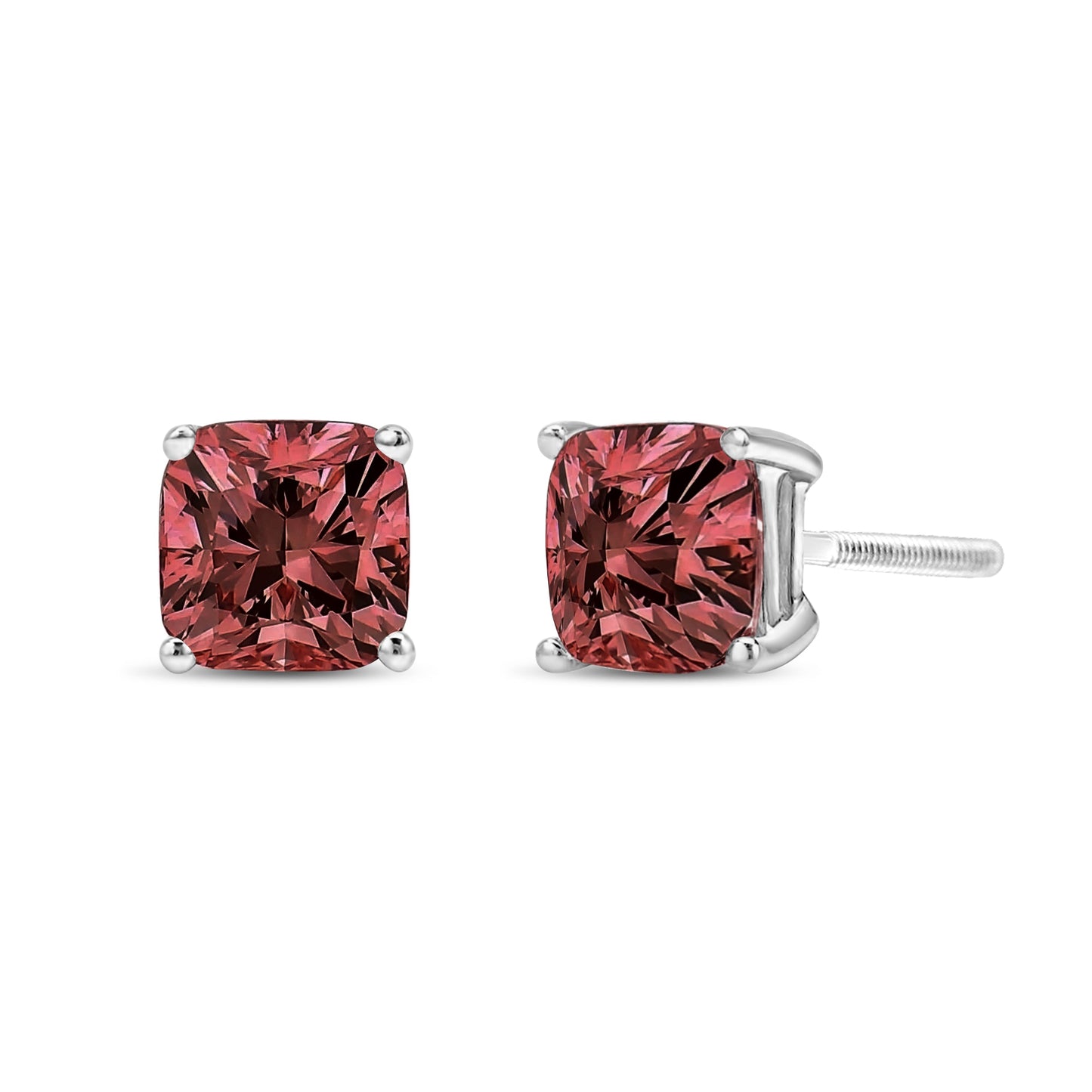 Pendientes de Stud de Diamante Rosa Creado en Laboratorio en Oro Blanco de 14K