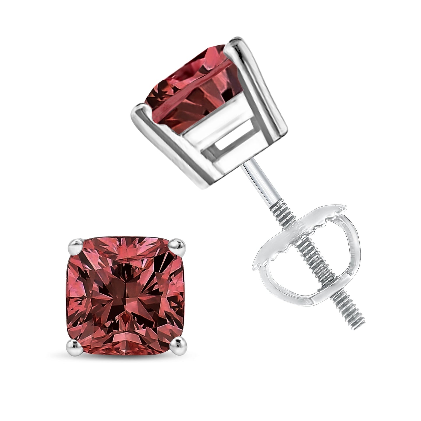 Pendientes de Stud de Diamante Rosa Creado en Laboratorio en Oro Blanco de 14K