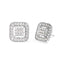 Boucles d'oreilles en or blanc 10K avec diamants carrés composites