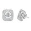 Pendientes de diamantes halo en oro blanco de 10K - 1.00 Cttw