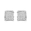10K White Gold Princess Cut Diamond Multi Stone Stud Earrings