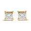 Pendientes de Stud de Diamante Natural Marrón Princesa de Oro Amarillo de 14K