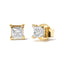 Pendientes de Stud de Diamante Natural Marrón Princesa de Oro Amarillo de 14K