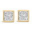 Pendientes de Stud de Diamante Compuesto de Corte Princesa de Oro Amarillo de 14K