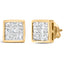 Pendientes de Stud de Diamante Compuesto de Corte Princesa de Oro Amarillo de 14K