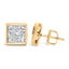 Pendientes de Stud de Diamante Compuesto de Corte Princesa de Oro Amarillo de 14K