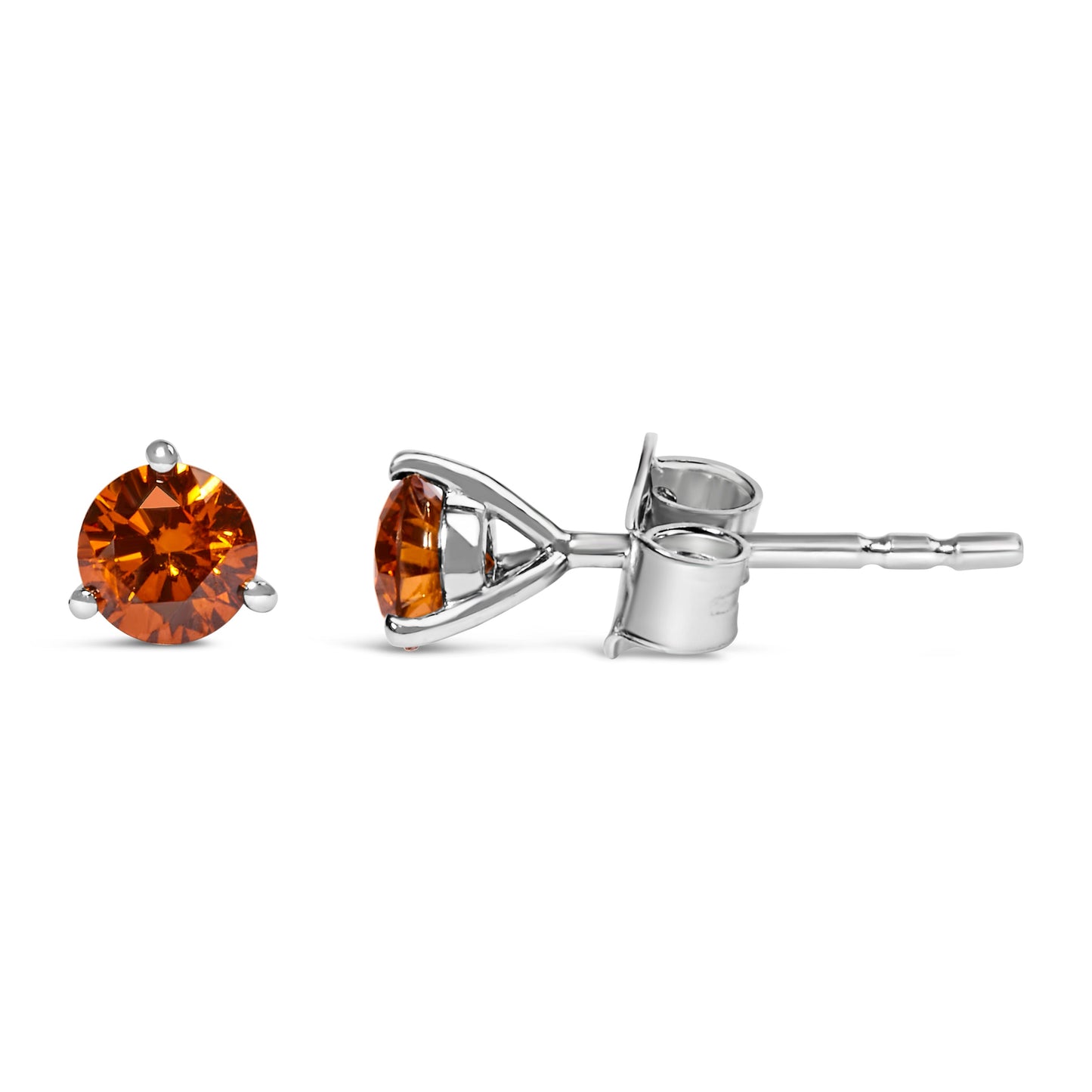 14K White Gold Lab-Grown Orange Diamond Stud Earrings