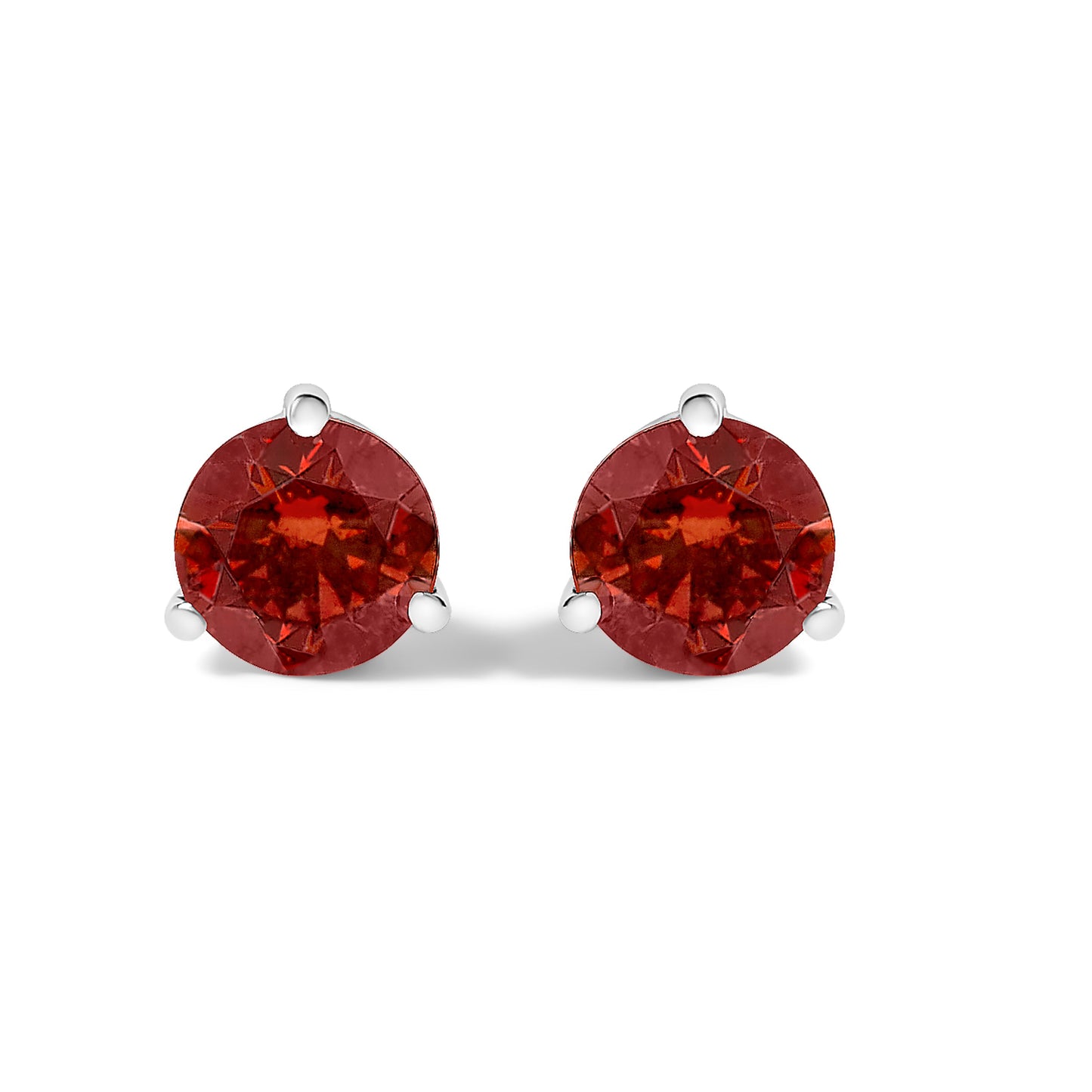 14K White Gold Red Lab-Grown Diamond Solitaire Stud Earrings