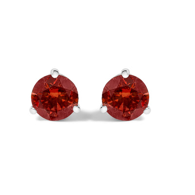 Pendientes de Stud Solitario de Diamante Rojo Creado en Laboratorio de Oro Blanco de 14K