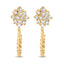 Pendientes de aro de flor en clúster de diamantes de plata esterlina chapada en oro amarillo de 14K