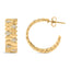 Pendientes J Hoop de enlace en forma de pera con pavé de diamantes chapados en oro amarillo de 14K