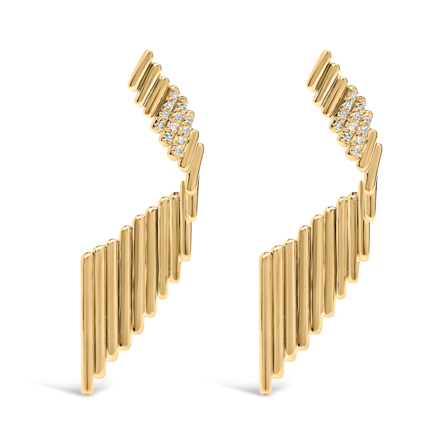 14K Yellow Gold Plated Sterling Silver Diamond Accent Drop Earrings
