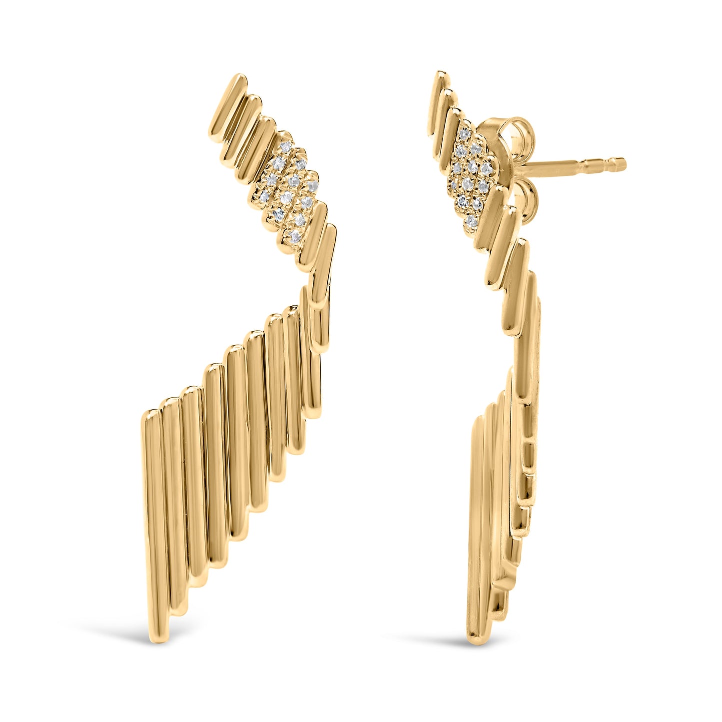 14K Yellow Gold Plated Sterling Silver Diamond Accent Drop Earrings