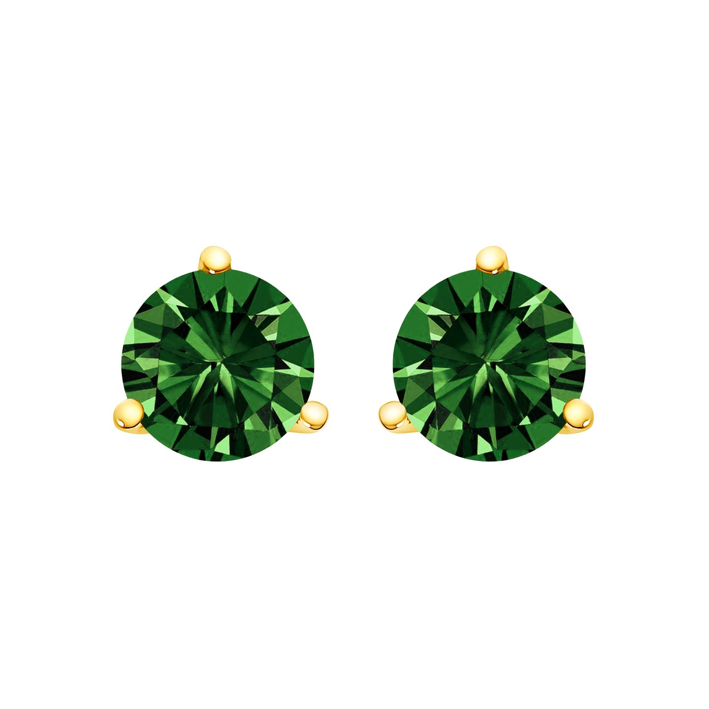 14K White Gold Lab Grown Green Diamond Stud Earrings